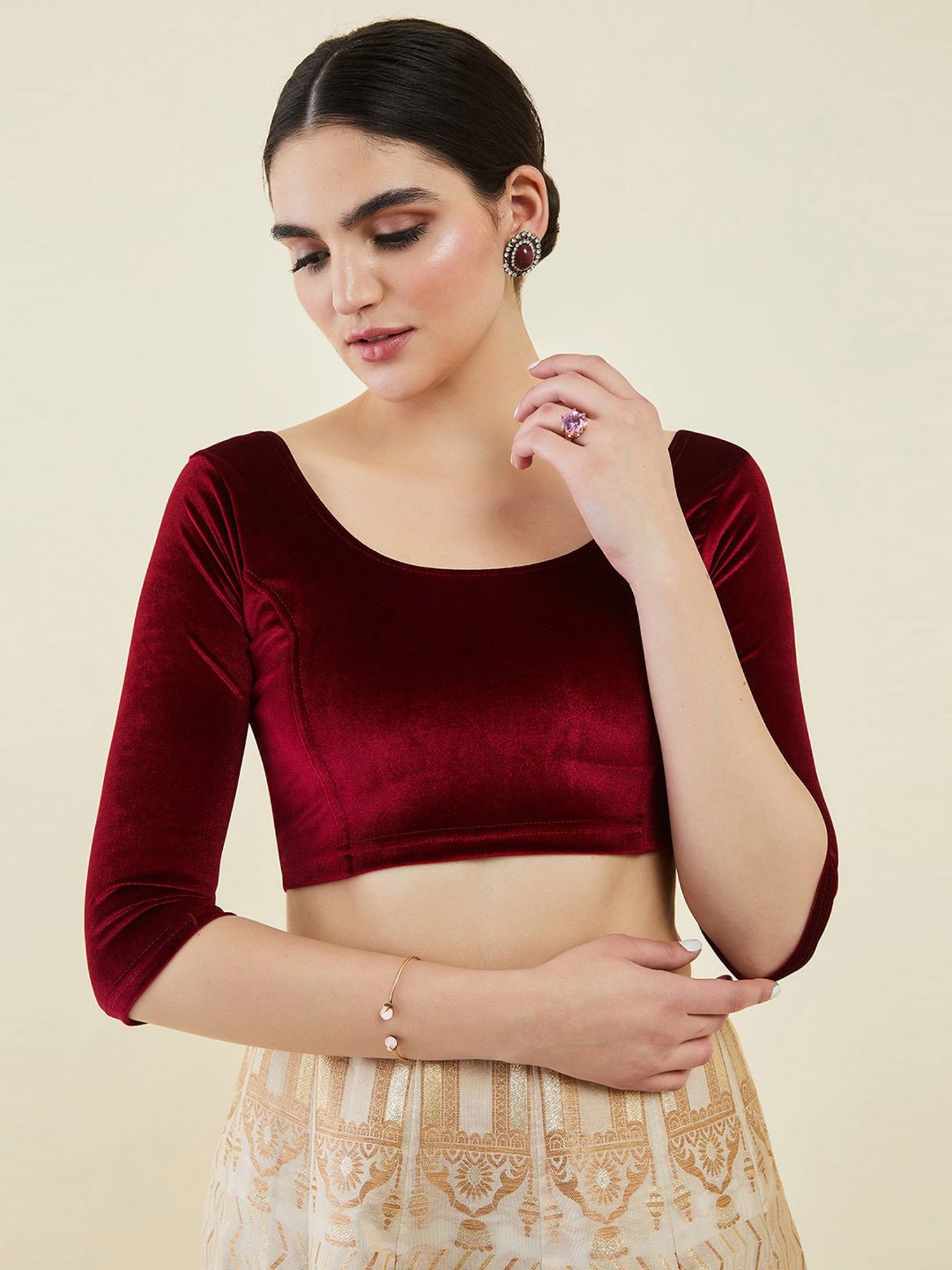Soch Maroon Plain Readymade Blouse