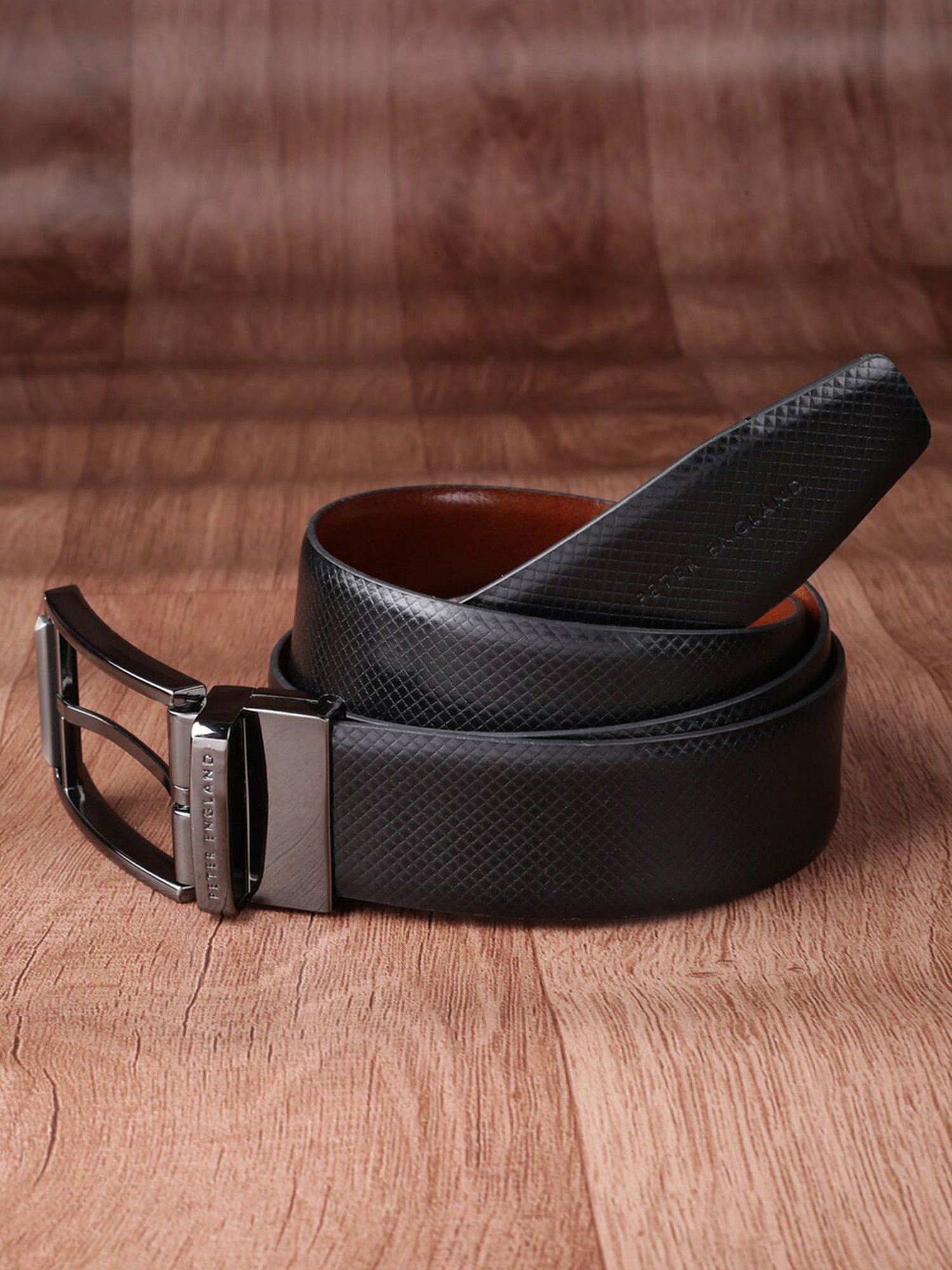 Peter England Black & Brown Leather Reversible Belt For Men
