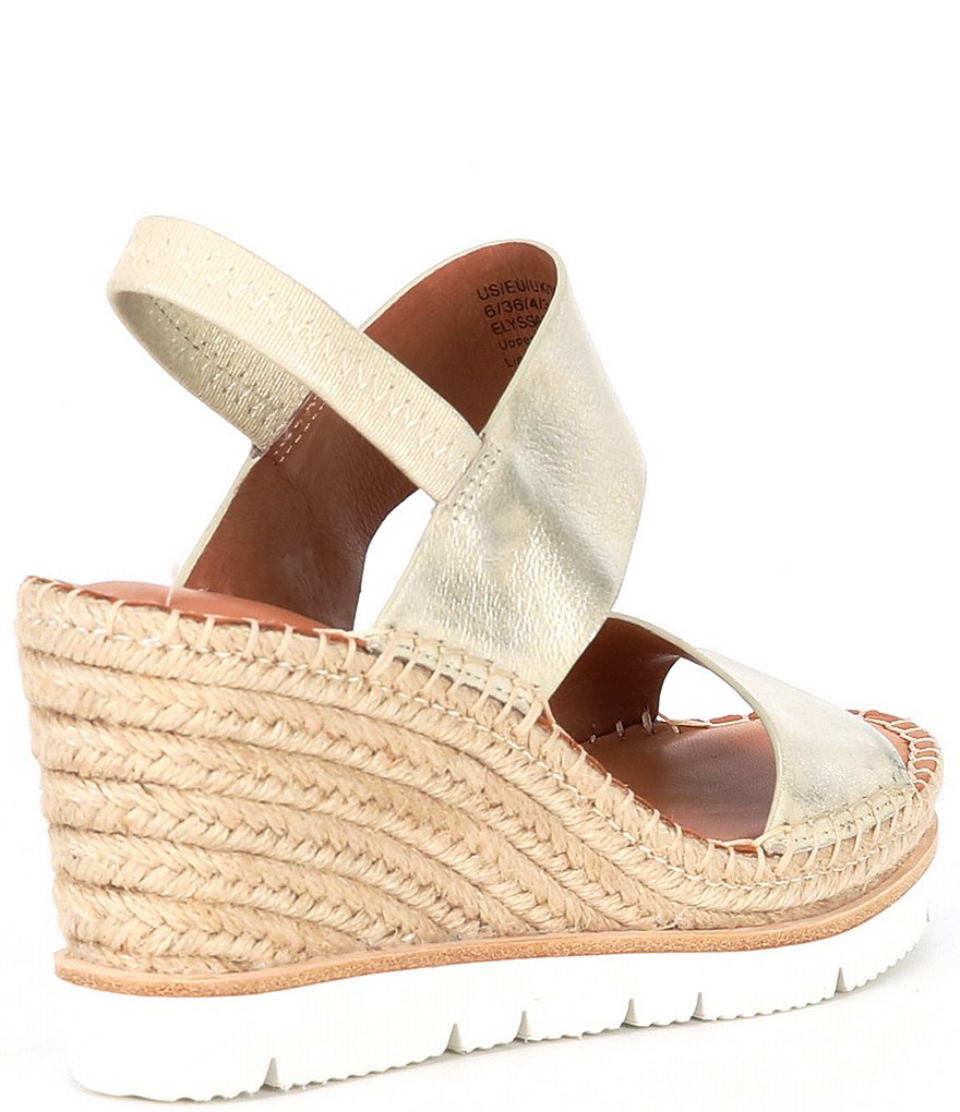 Gentle Souls Elyssa Two Band Leather Espadrille Platform Wedge Sandals