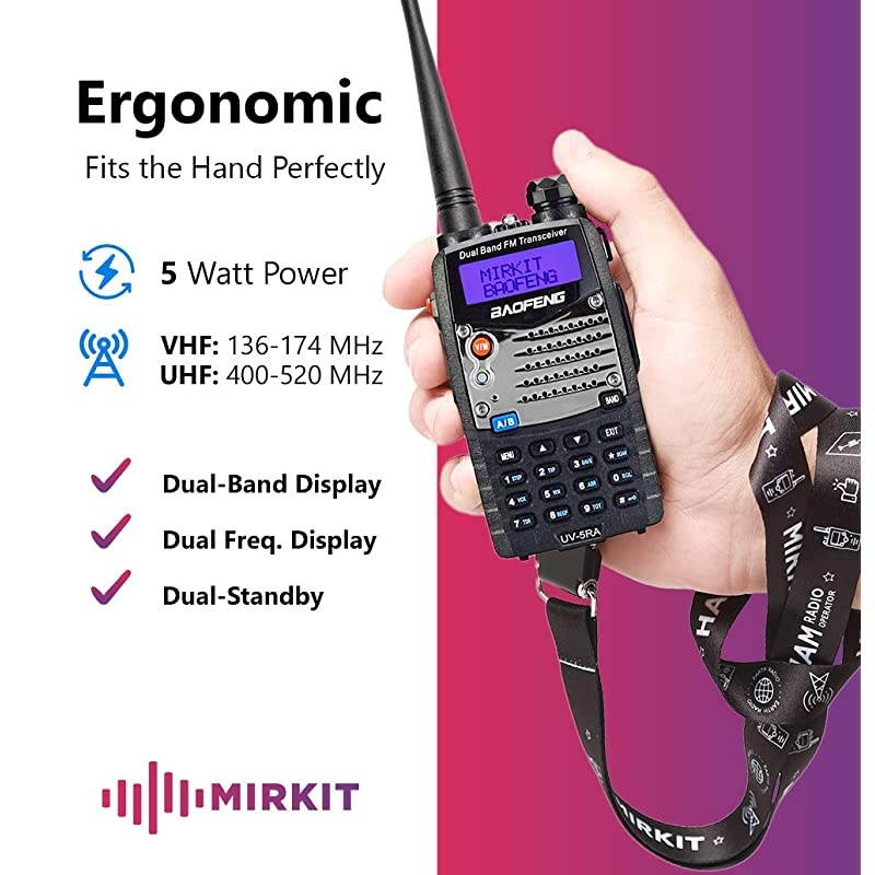 Baofeng Ham Radio UV-5RA 2021 5W Power FCC Approved 1800 mAh Li-ion Battery  Edition and Lanyard  Ham Radio Operator, Walkie Talkies Dual Band Two Way Radios