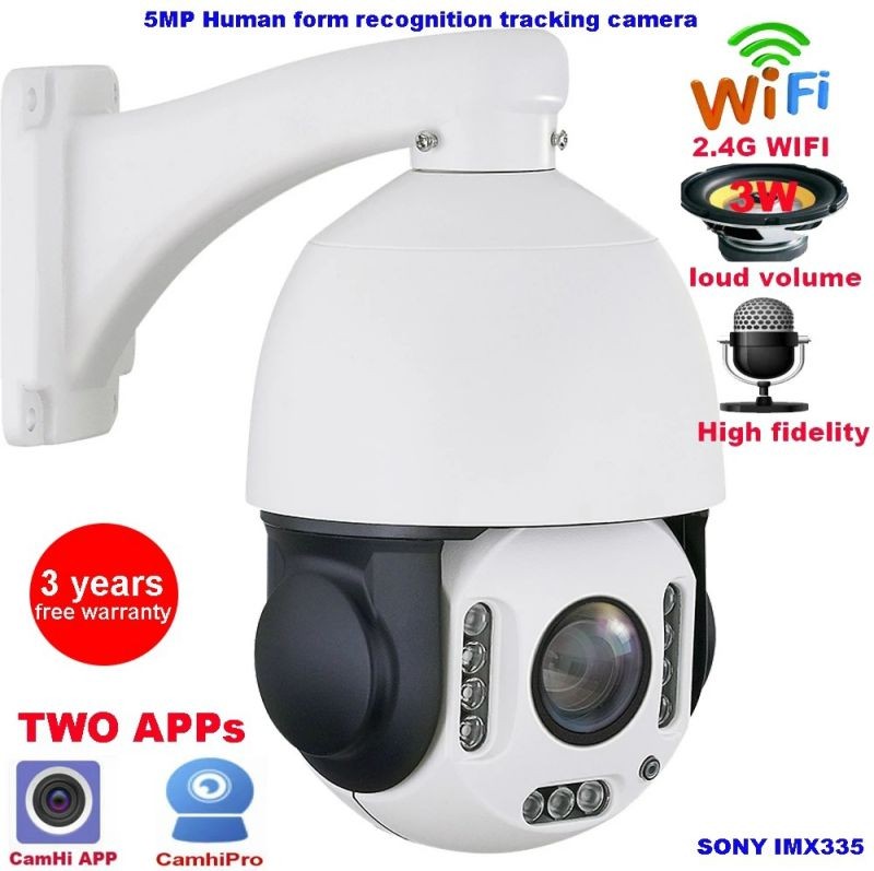 Outdoor Wireless 5MP 30X Zoom Security Camera 4MP humanoid Auto Tracking SONY IMX335 PTZ Speed Dome Super HD IP Camera, Motion Detection Alarm, IP66 Waterproof  build MIC Speaker 128GB SD CARD