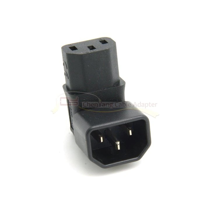 2PCS/lot  IEC Male C14 to Down Right Angled 90 Degree IEC Female C13 Power Extension Adapter
