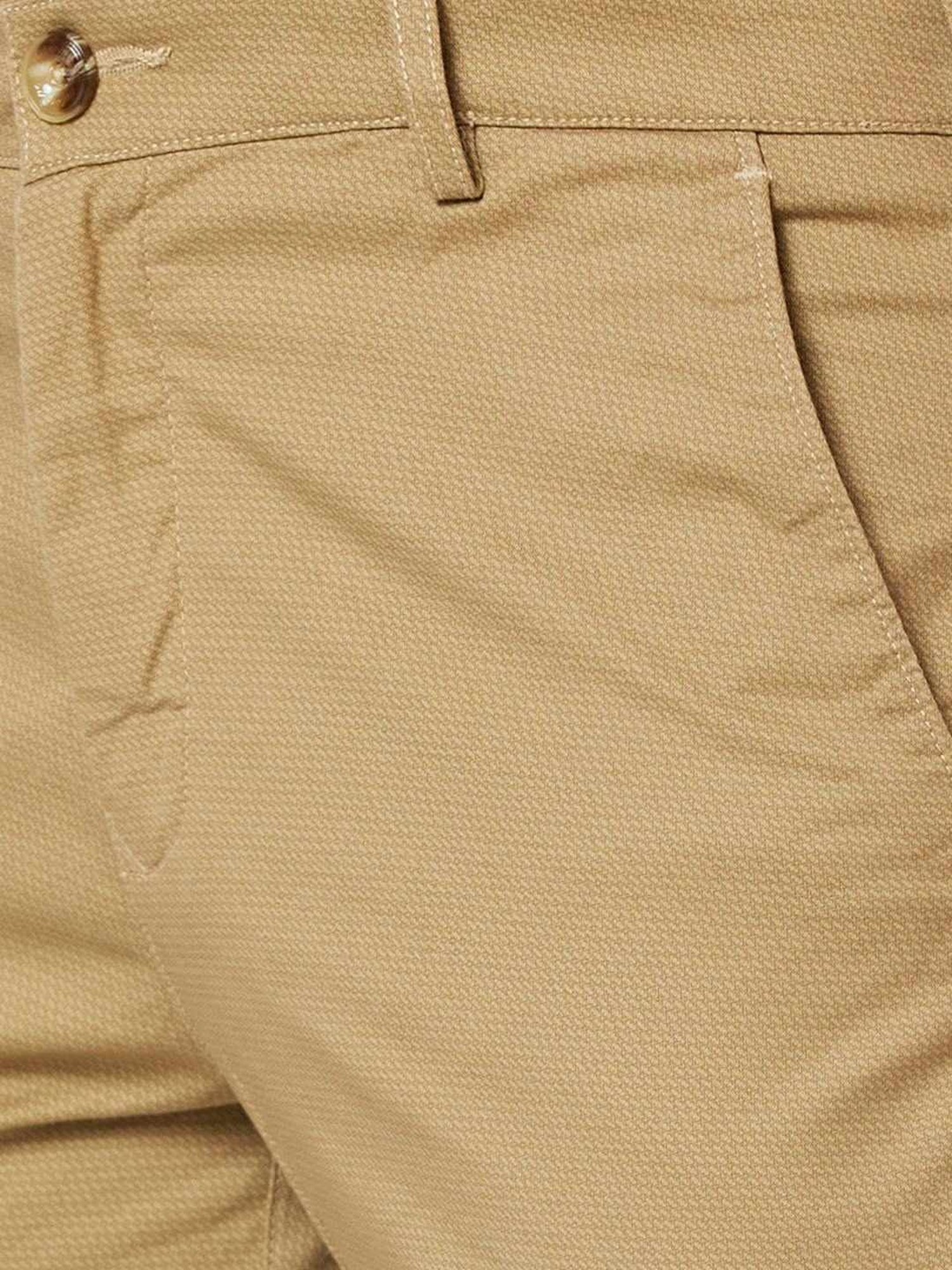 ColorPlus Medium Fawn Contemporary Fit Self Pattern Trousers