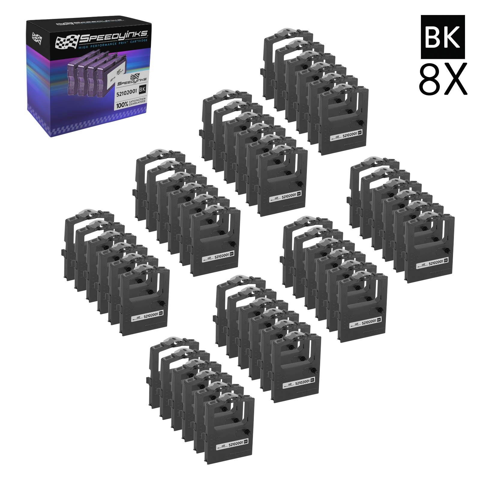 Speedy Inks Compatible Printer Ribbon Cartridge Replacements for Okidata 52102001 (Black, 8-Pack)