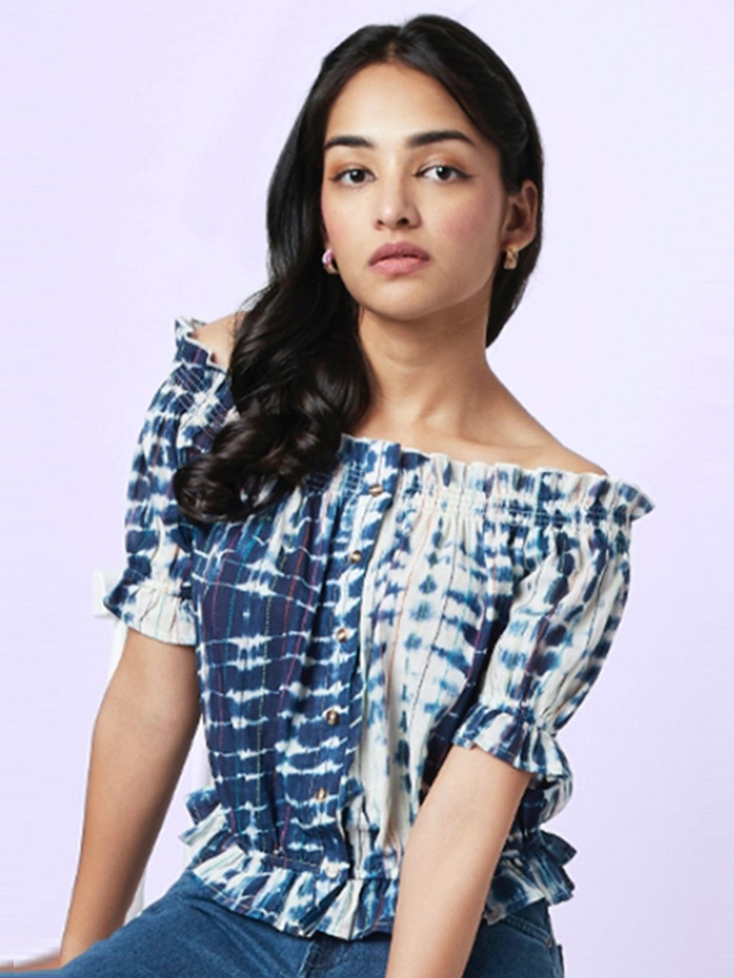 YU by Pantaloons Blue Printed Top