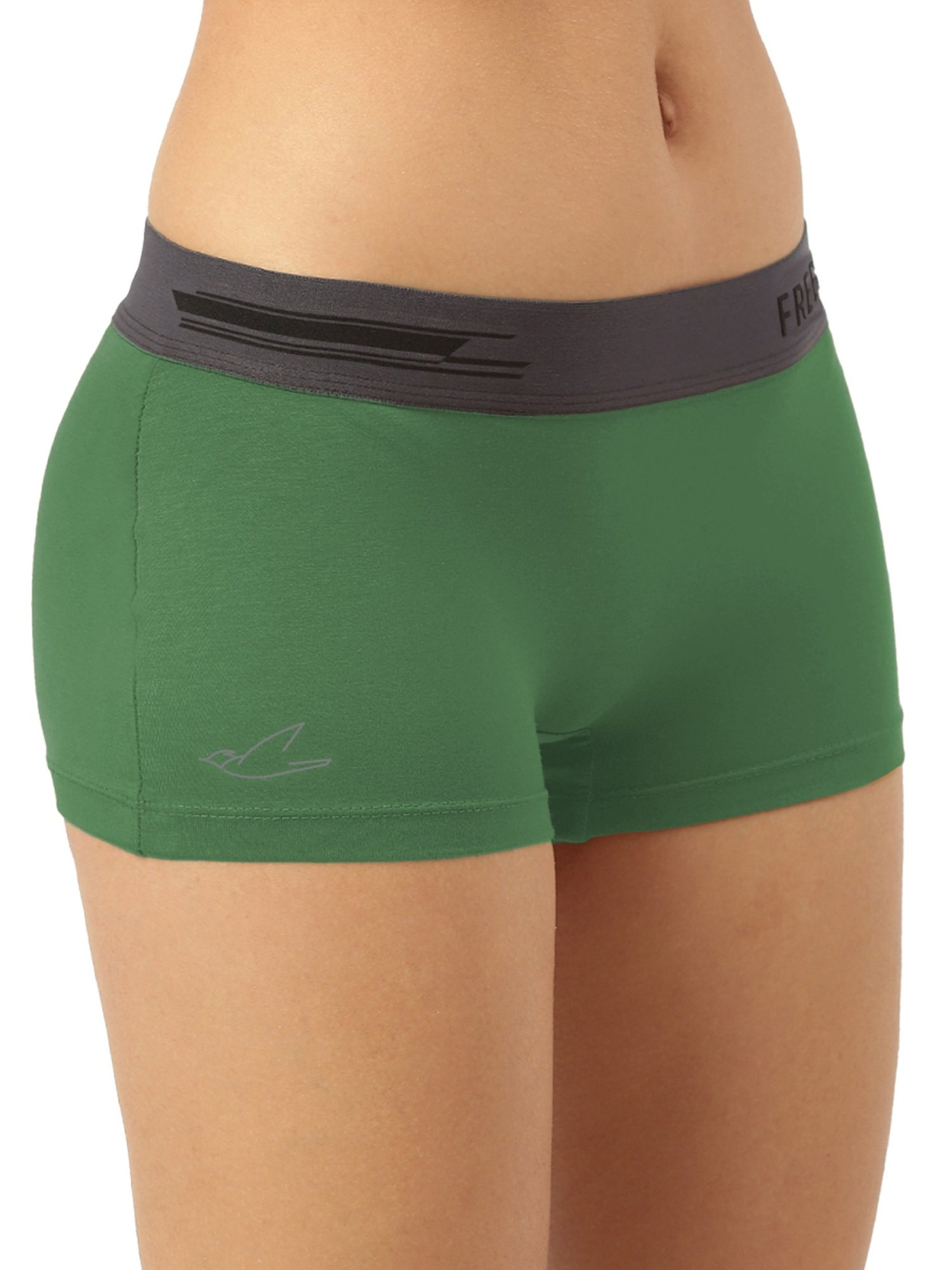 Freecultr Green Plain Boy-Shorts Panty