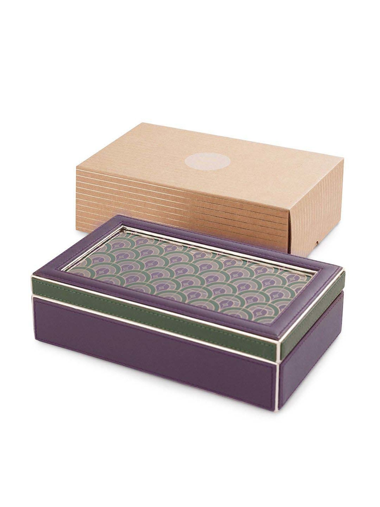 Pure Home and Living Purple & Green Mdf Dual Tone Printed Storage Box