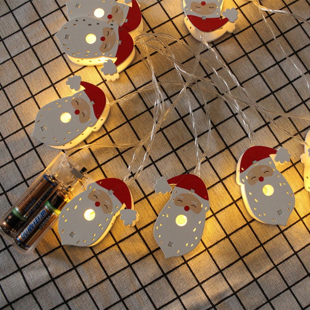 String Light with 10pcs LED Santa Claus Light Bulbs Warm White 1.5m Christmas Light Strip Battery Powered Party Garden Patio Rope Lights Decoration Illumination for Bedroom Wedding Holiday