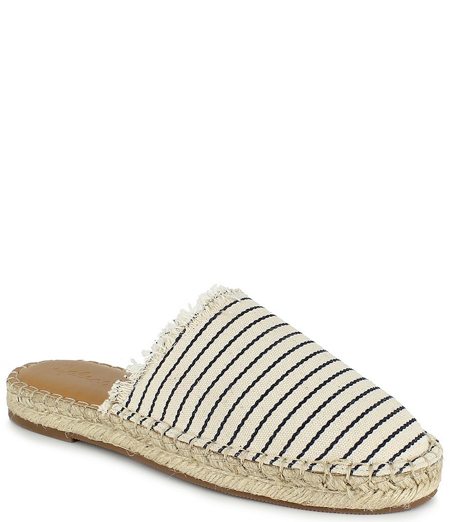 Splendid Jaime Fray Edge Striped Canvas Espadrille Mules