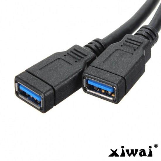 Xiwai 2 ports USB 3.0 Female to Motherboard 20pin Header cable for front panel 20cm
