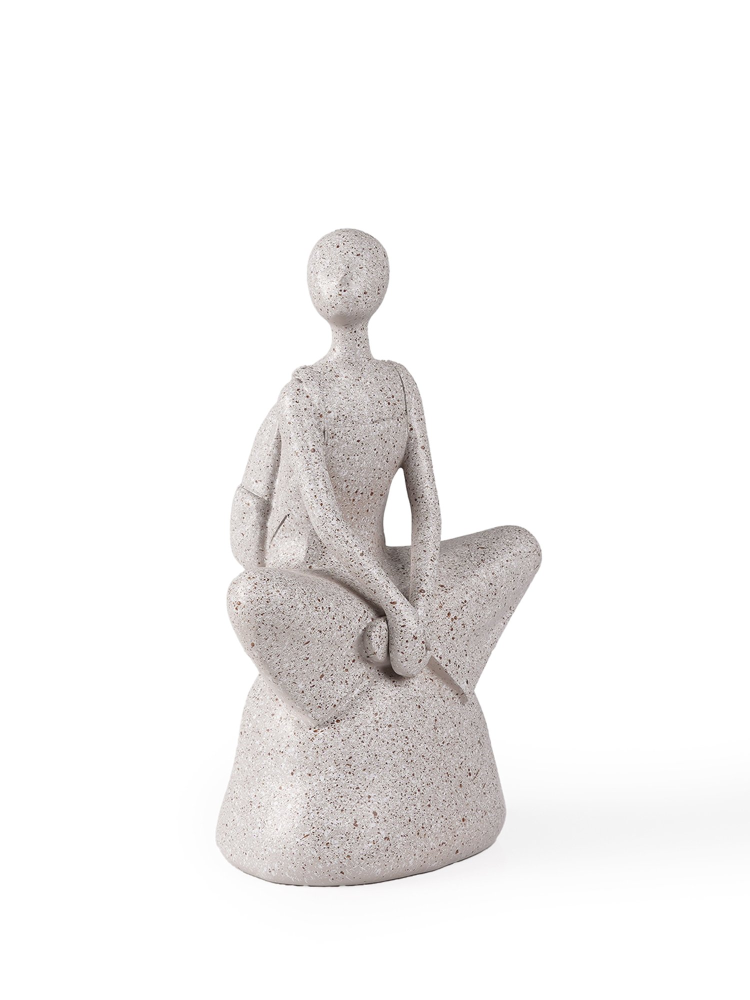 The Artment Decorative Sitting Girl in Stone Abstract Grey Polyresin Showpiece