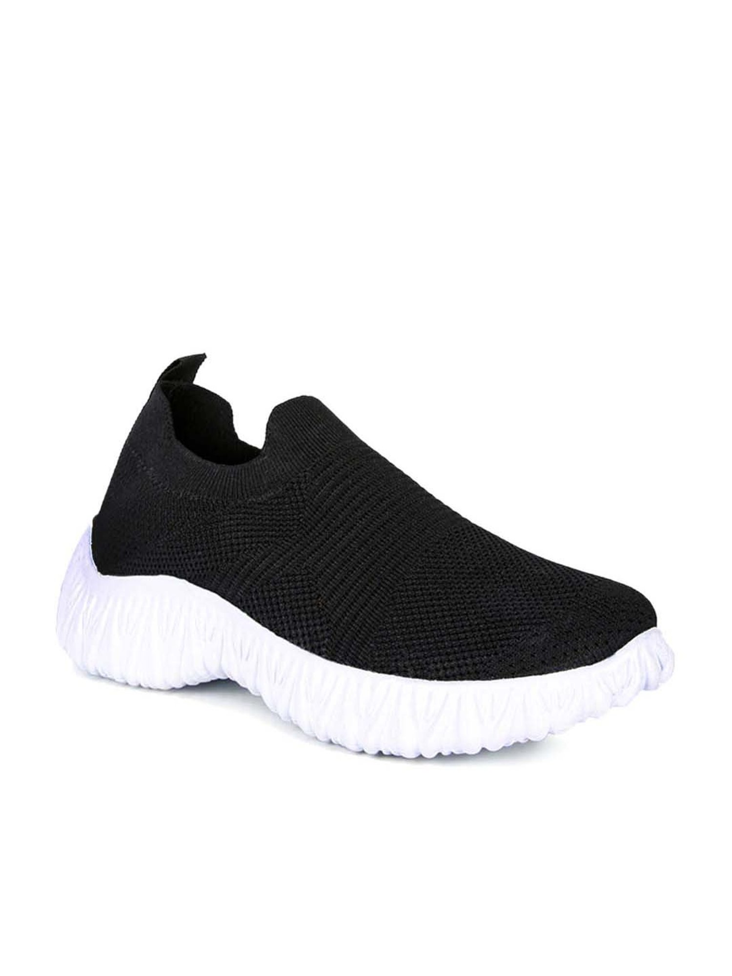 London Rag Women's Fair Play Knitted Chunky Black Walking Shoes
