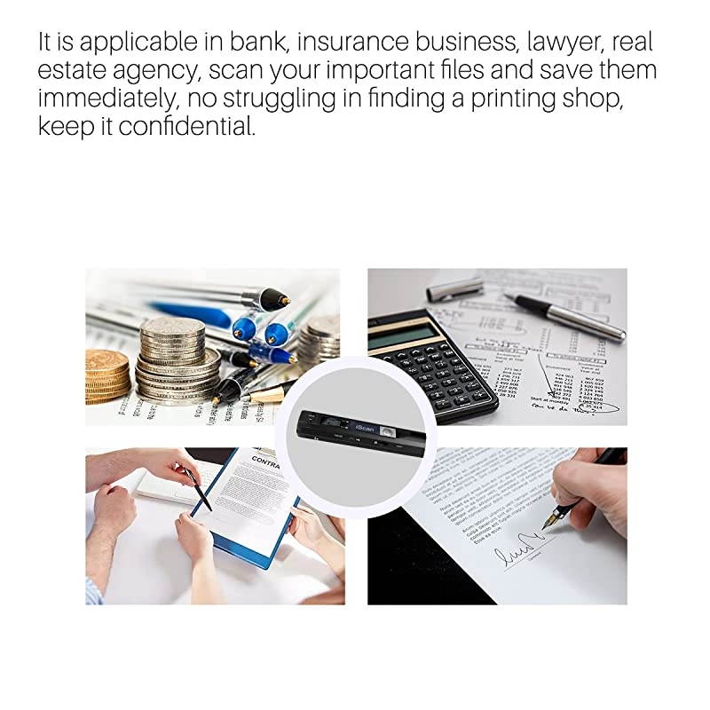 Portable Handheld Scanner  Document Wand Scanner Handheld for Business Photo Picture Receipts Books JPGPDF Format Selection Micro SD Card Hand ScannerB