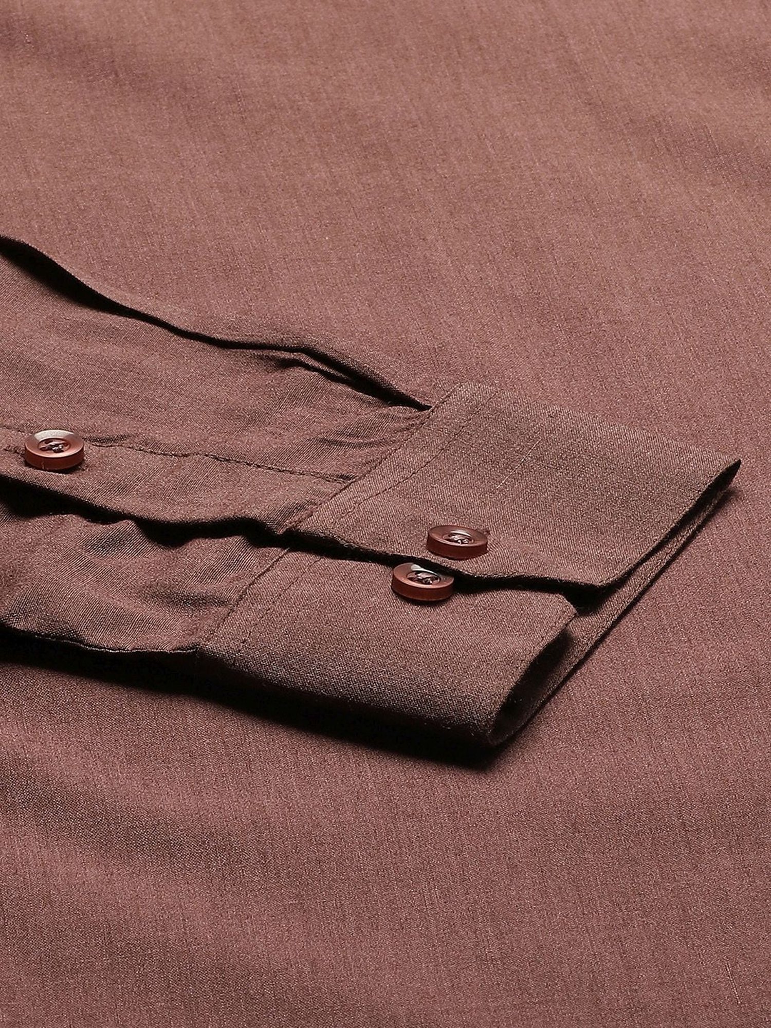 Sojanya Brown Cotton Regular Fit Self Pattern Shirt