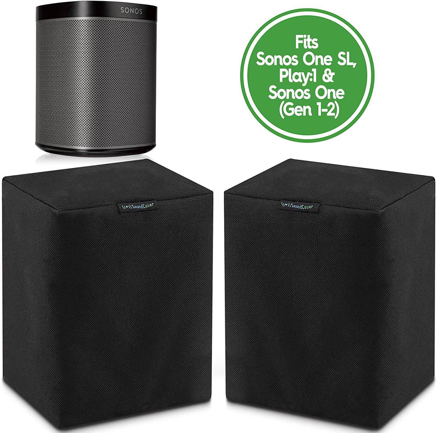 Two Black Heavy Duty Outdoor Sonos Speaker Covers - Protection for Your Sonos Play:1, Sonos One & Sonos One SL Speakers - Fits Wall Mounted Speakers