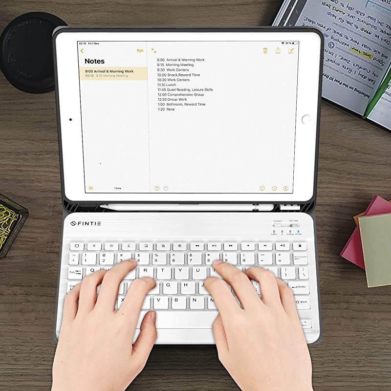 Keyboard Case for New iPad 8th Gen 2020 7th Generation 2019 102 Inch Soft TPU Back Stand Cover with Pencil Holder Magnetically Detachable Wireless Bluetooth Keyboard Dont Touch