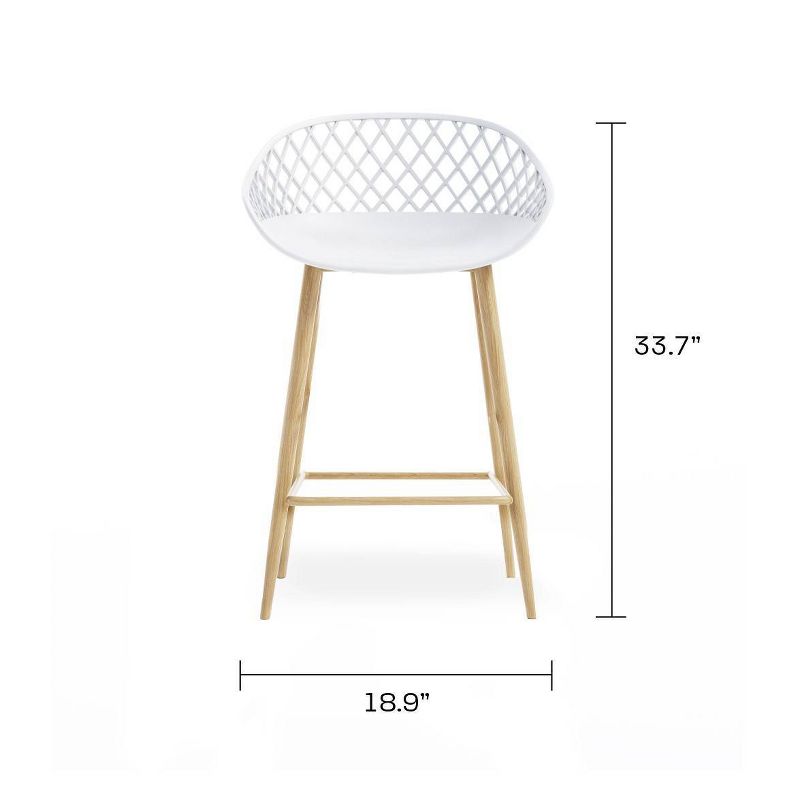 Set of 2 Kurv Counter Height Barstool White/Natural - Jamesdar
