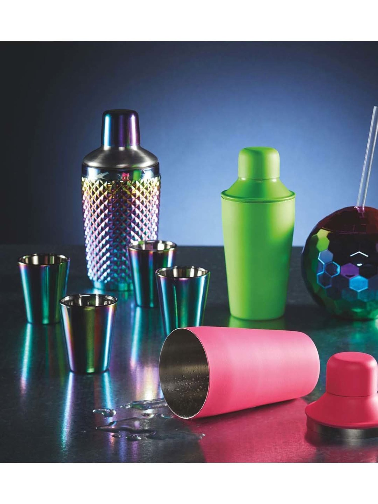 Melbify Roll Sip Transparent Cocktail Glass with straw 250ml - Set of 2