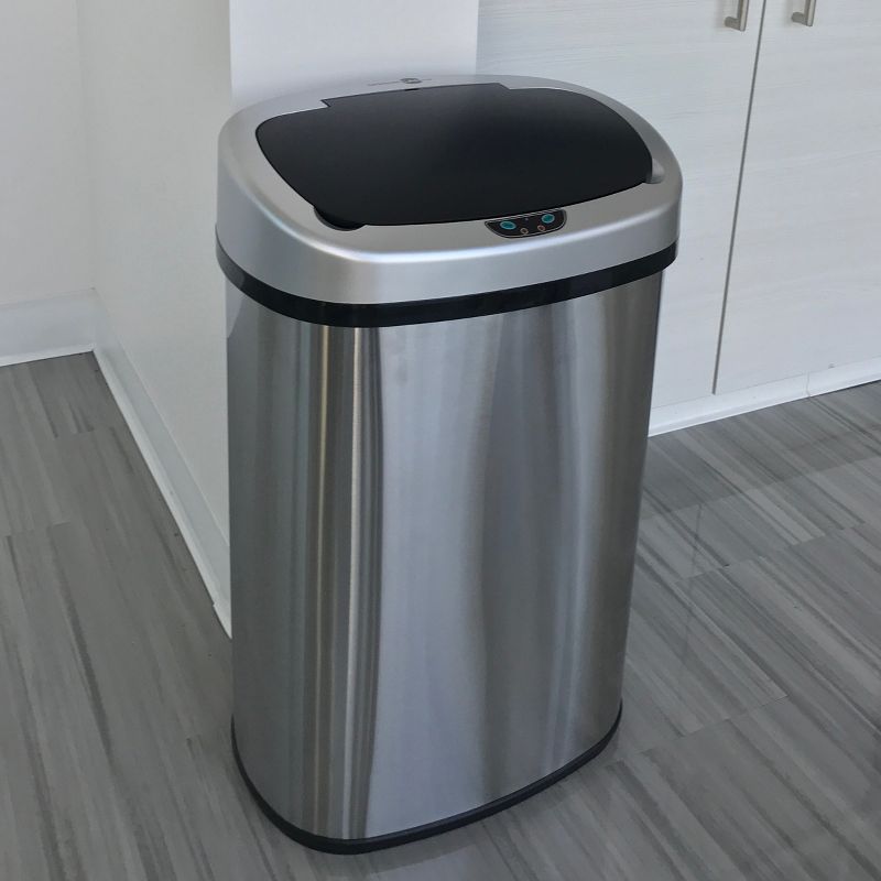 iTouchless Sensor Kitchen Trash Can with AbsorbX Odor Filter 13 Gallon Silver Stainless Steel