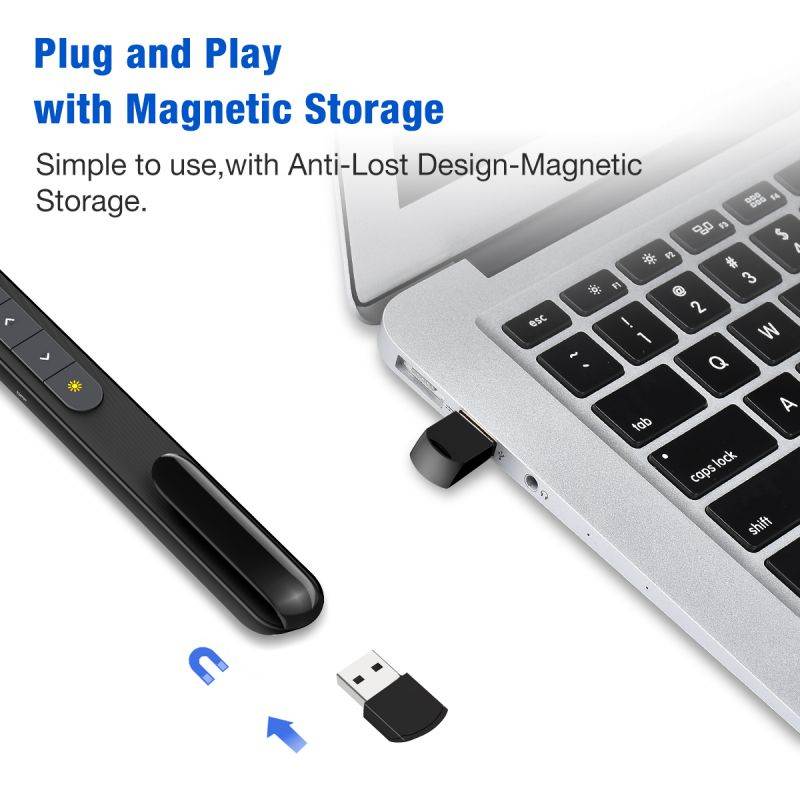 Presentation Clicker with Red Laser Pointer , 100FT USB Presentation Remote Control, Volume Control Hyperlink Wireless Presenter Remote, Slide PowerPoint Clicker for Mac/Win/Computer/Laptop