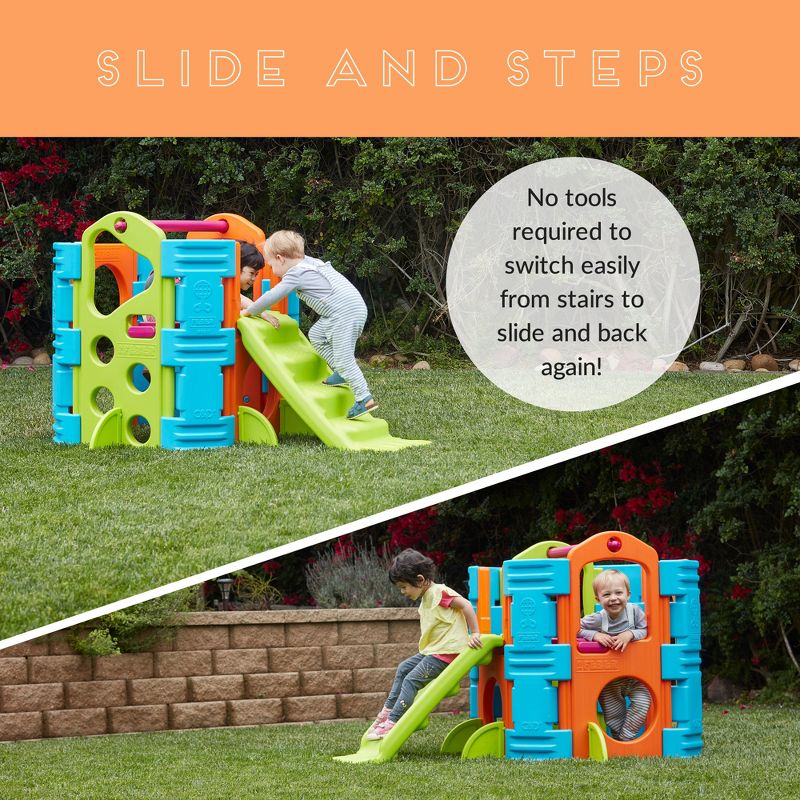 ECR4Kids Activity Park Playhouse for Kids, Indoor Outdoor Play House with Slide or Climb Stairs