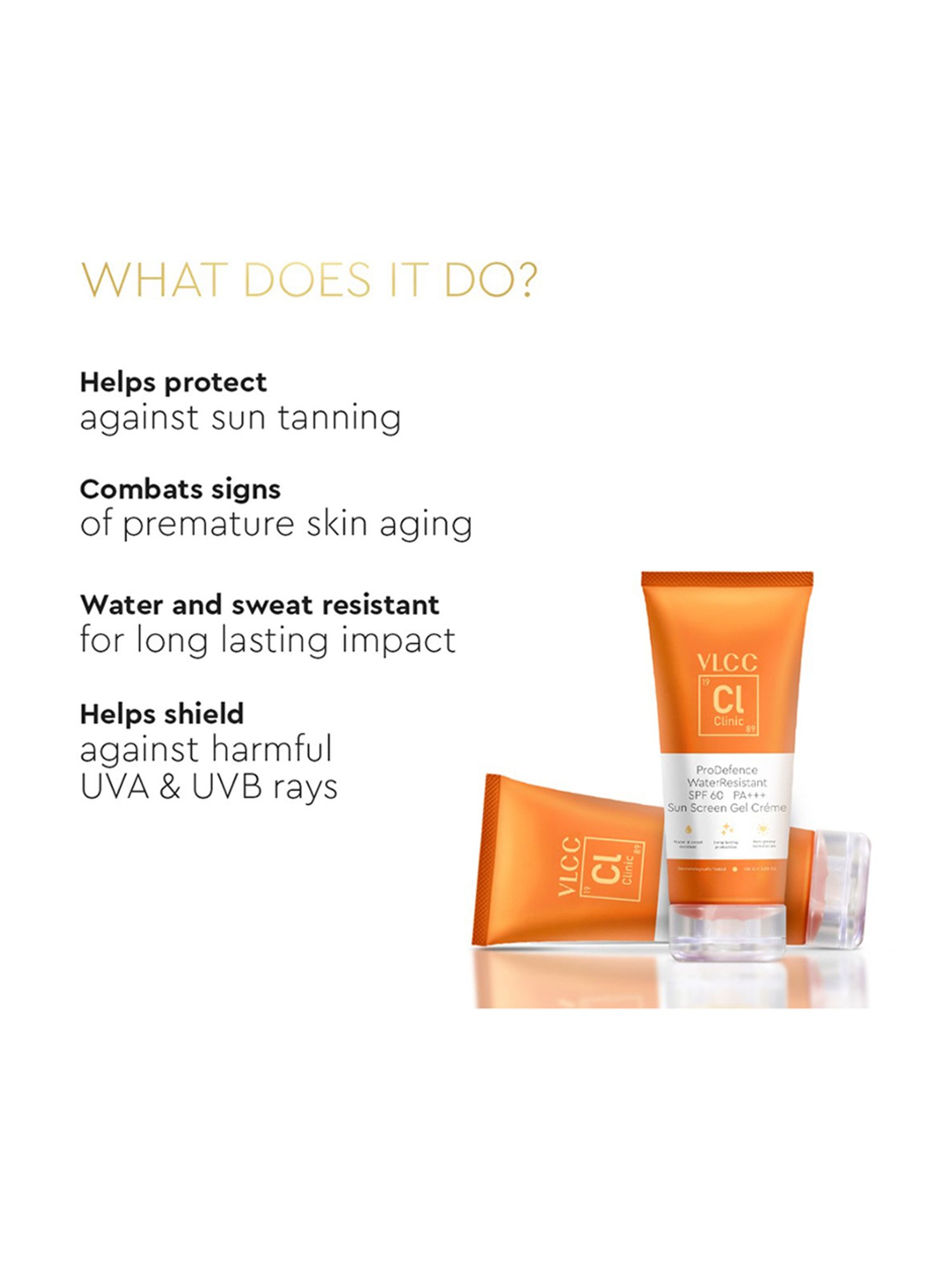 VLCC Clinic ProDefence Water Resistant Sunscreen Gel Creme SPF 60 PA+++ - 100 gm