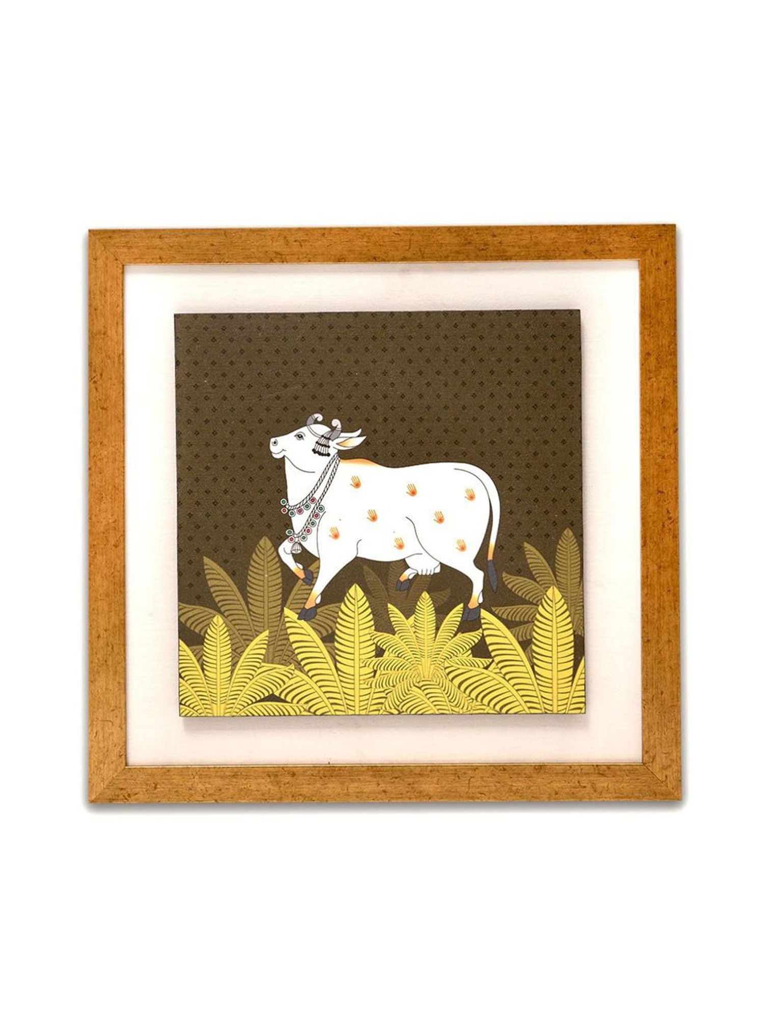 ICraft Brown & White Canvas Heena Pichwai Wall Art - Set of 1