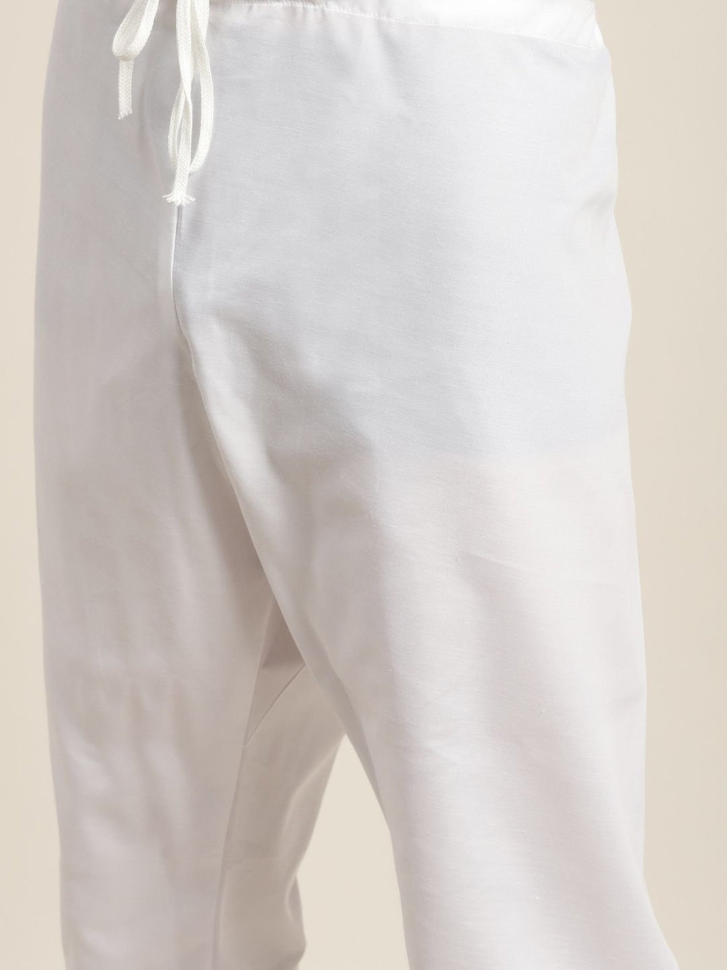 Vastramay White Cotton Straight Fit Embroidery Ethnic Suits