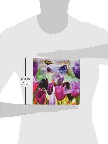 3dRose LLC 8 X 8 X 0.25 Inches Mouse Pad Image of Pretty Tulips and Butterflies in Purple and Fuchsia (Mp_174365_1)