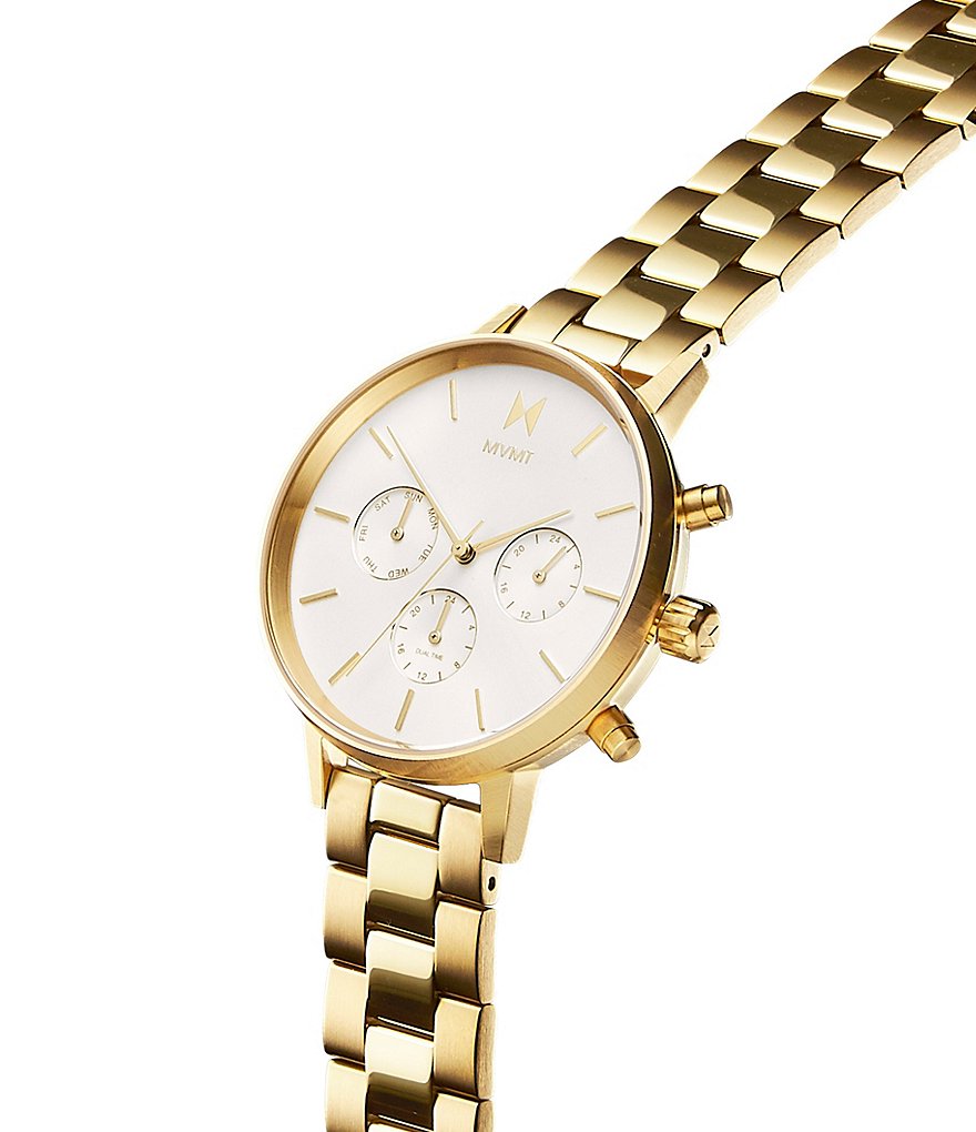 MVMT Nova Collection Solis Goldtone Multifunction Bracelet Watch