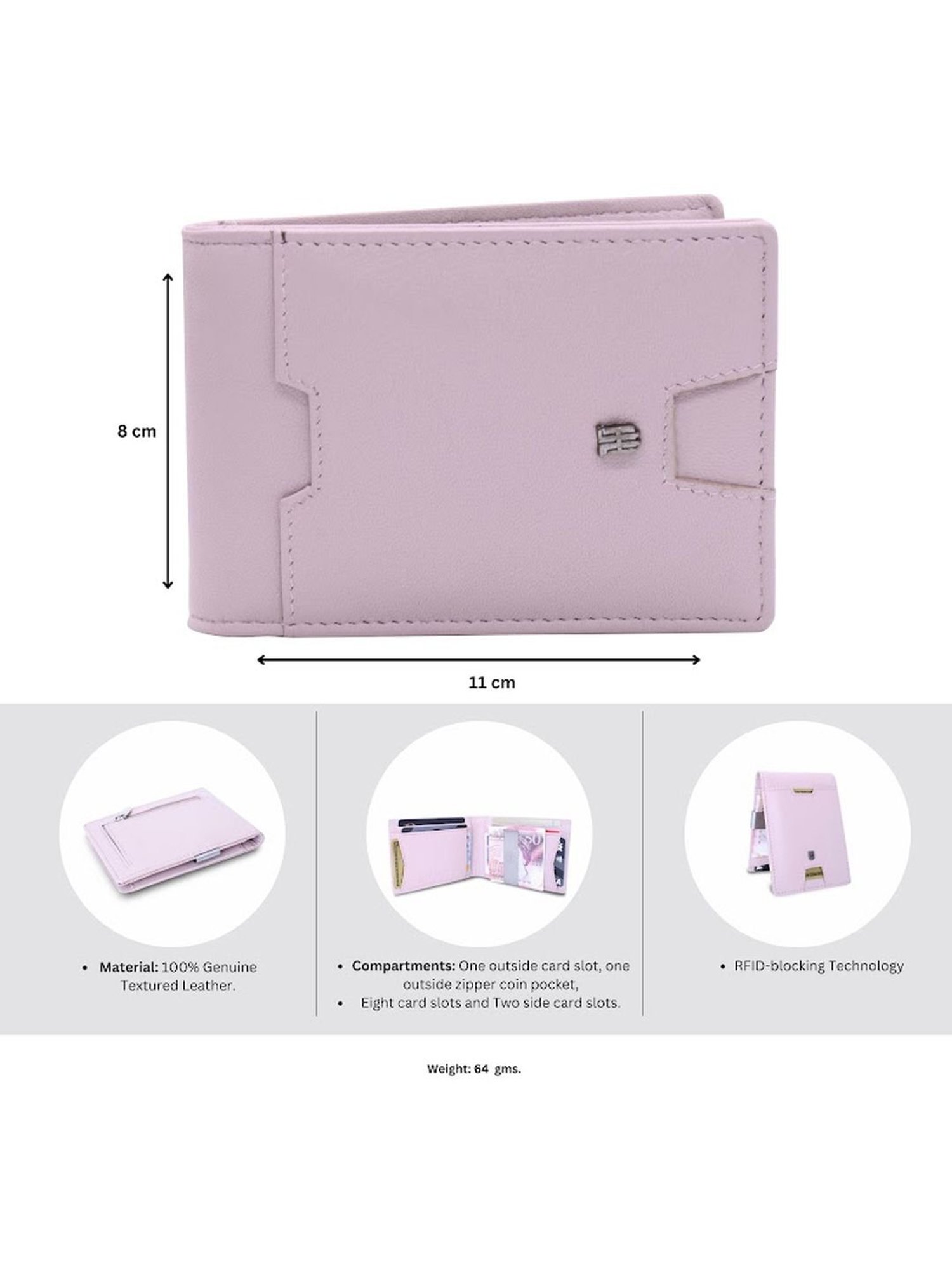 THE HOLISTIK Instant Access Pink Casual Leather Money Clip Wallet for Men