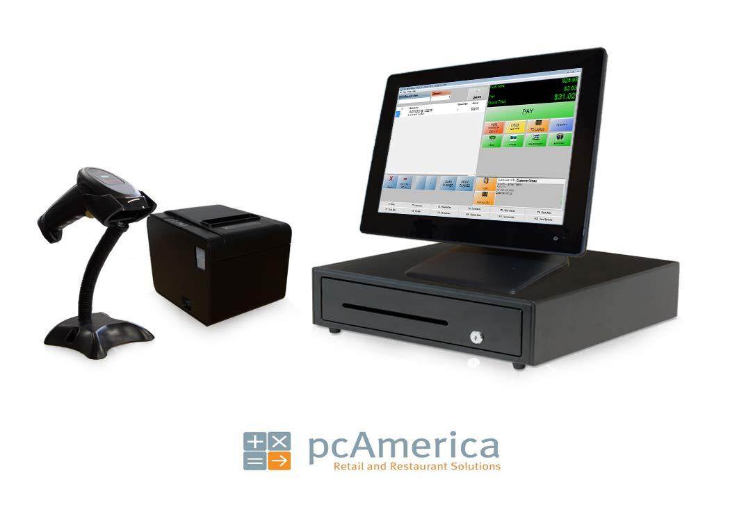 Retail Point of Sale System - Includes Touchscreen PC, POS Software (CRE Monthly), Receipt Printer, Scanner, Cash Drawer, and Credit Card Swipe Reader