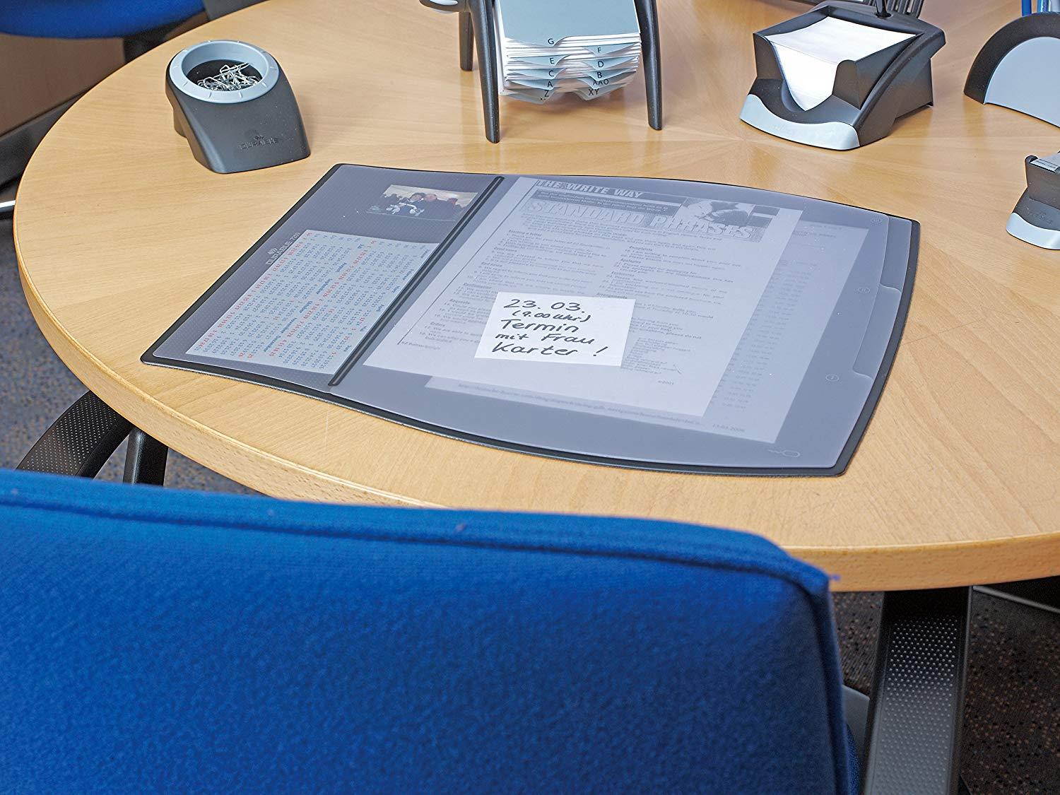 DURABLE Work Pad, Desk Pad with 3 Center and 1 Side Overlay, 15-1/4 x 17-1/4 Inches, Dark Blue (720907)