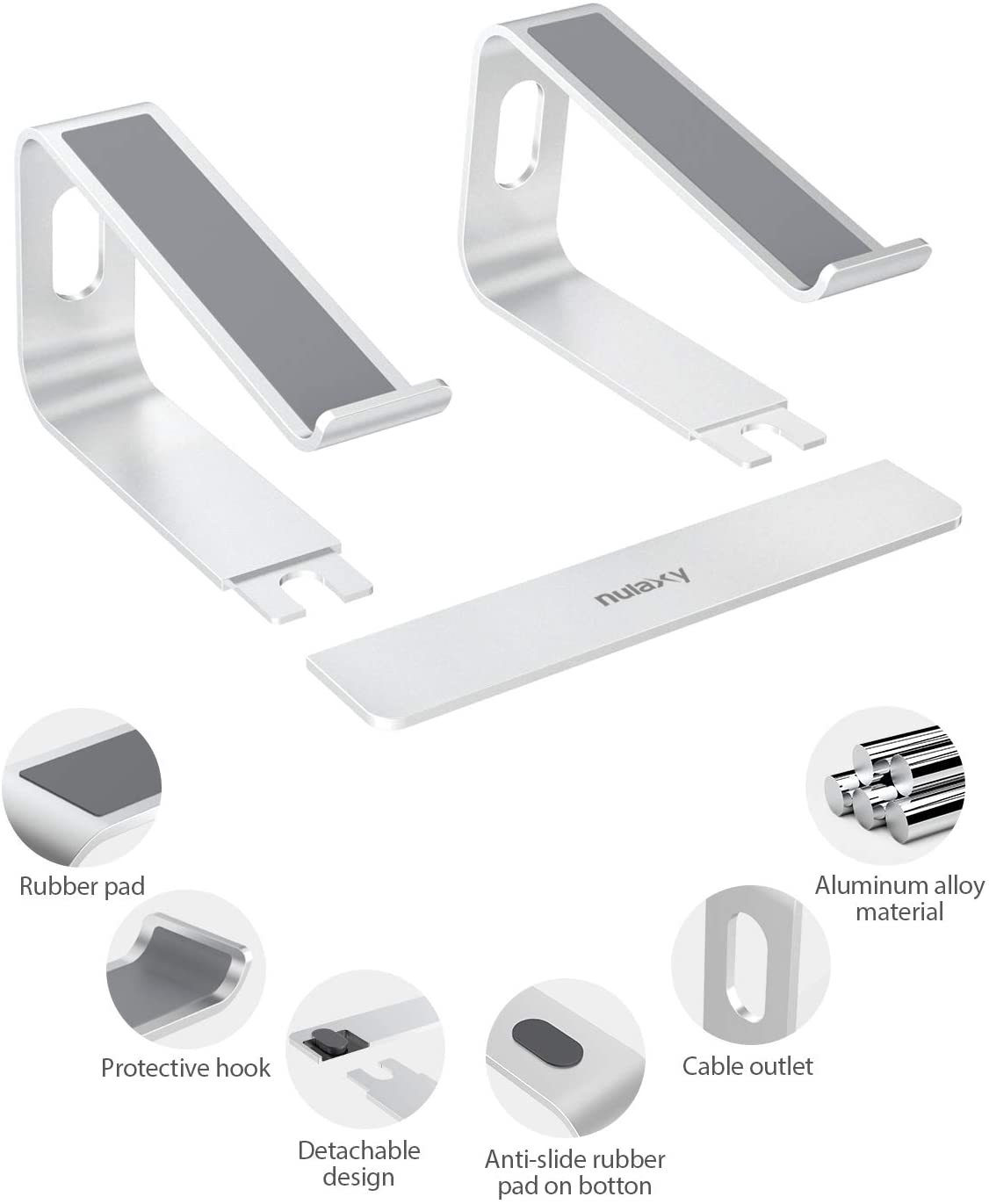 Laptop Stand, Ergonomic Aluminum Laptop Mount Computer Stand for 10-15.6" Laptops, Detachable Laptop Riser Notebook Holder Stand Compatible with MacBook Air Pro, Dell XPS, Lenovo More
