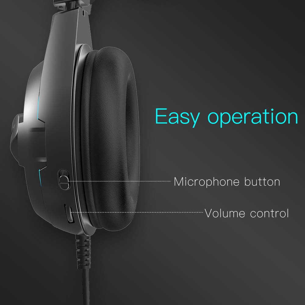 SENICC A6 Wired USB LED PS4 Gaming Headset, Noise Isolation PC Games Headphones, Flying Wing Design, Rotatable Microphone