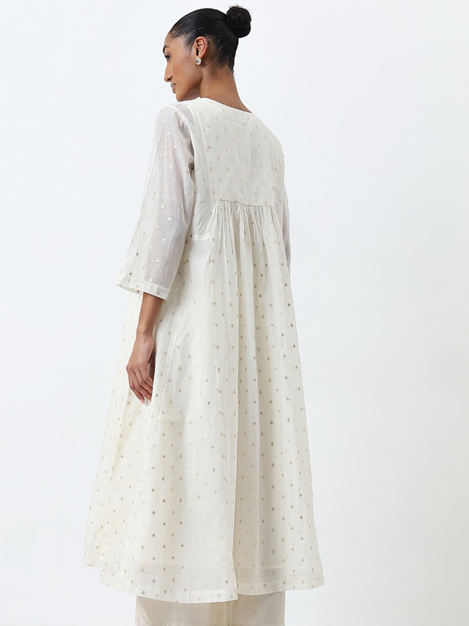 Zuba by Westside Off-White Embellished Fit and Flare Kurta with Inner