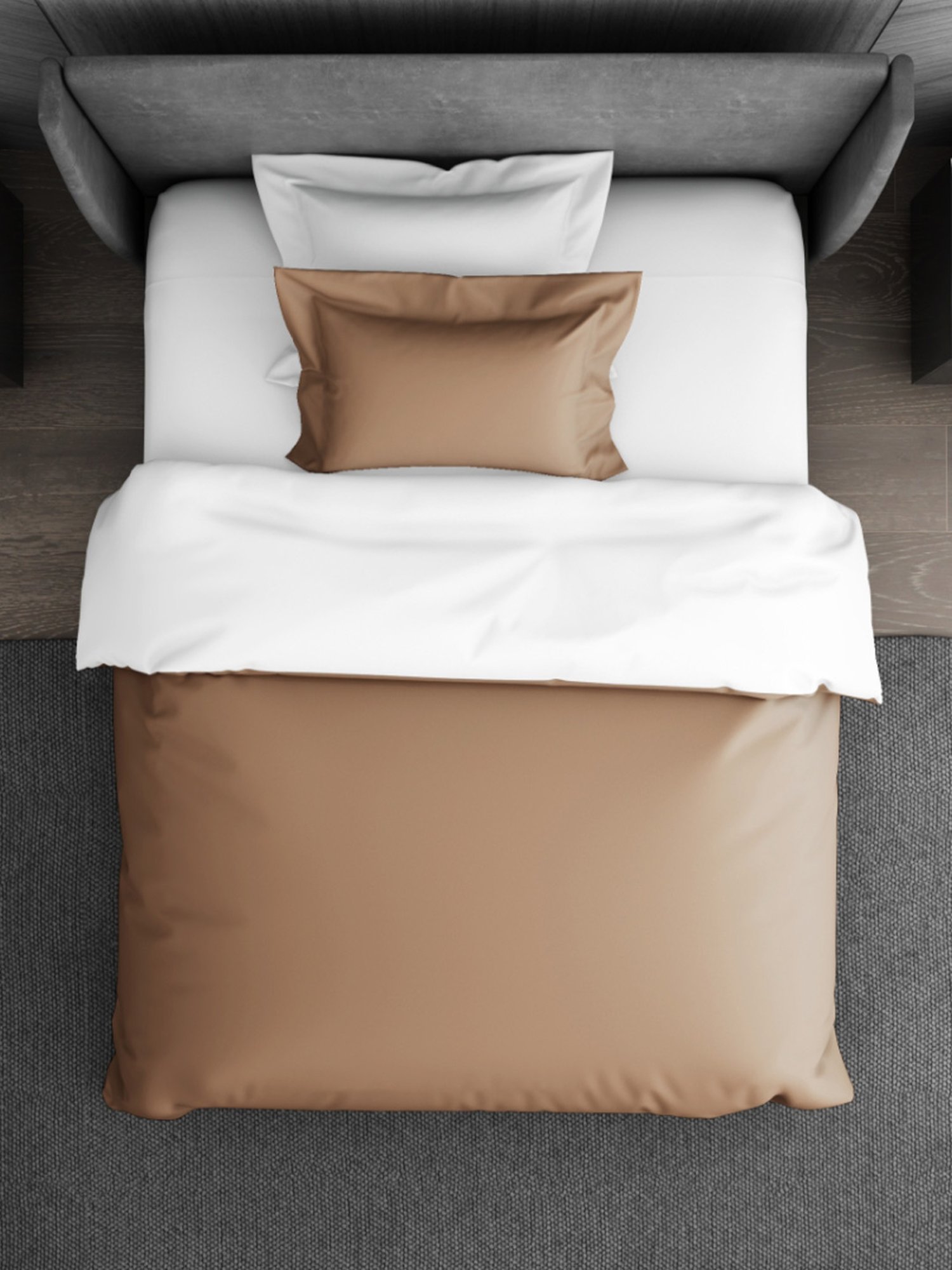 Spaces Solid Light Brown Cotton Single Duvet Cover