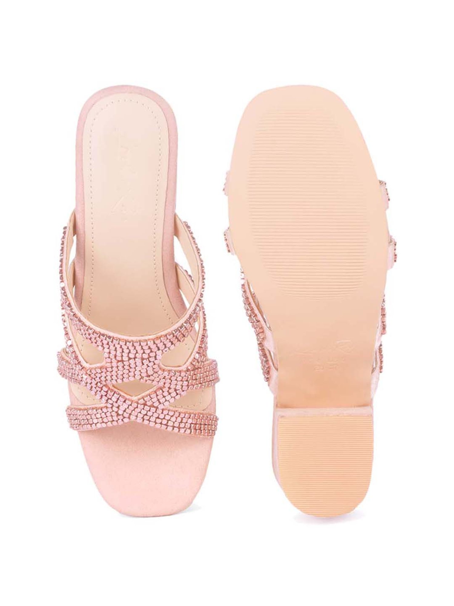 London Rag Women's Blush Cross Strap Sandals