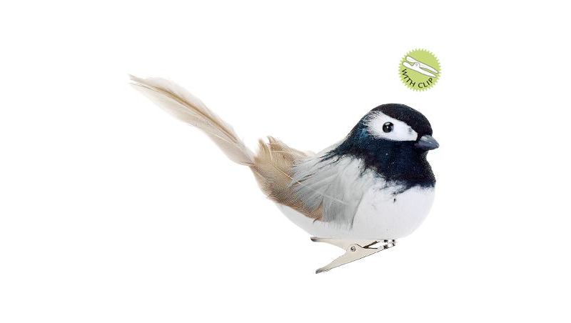 Allstate Floral 5" Feathered Black-Capped Chickadee Clip-On Bird Christmas Ornament