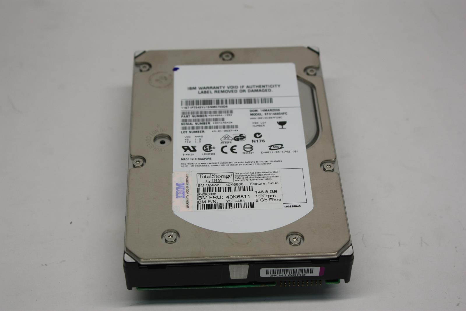 IBM 71P7545 23R0454 40K6811 40K6808 ST3146854FC  146.8GB 15K RPM 2 GB FIBRE 3.5"