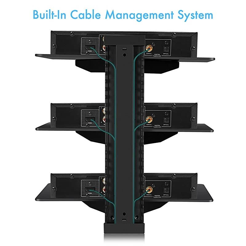 Floating Wall Mounted Shelf AV Mount Shelf Holds up to 165lbs DVD DVR Component Shelf with Strengthened Tempered Glass Perfect for DVD Players TV Box and Cable Box by
