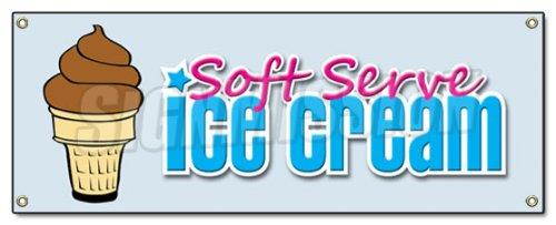 SOFT SERVE CHOCOLATE ICE CREAM BANNER SIGN signs shop