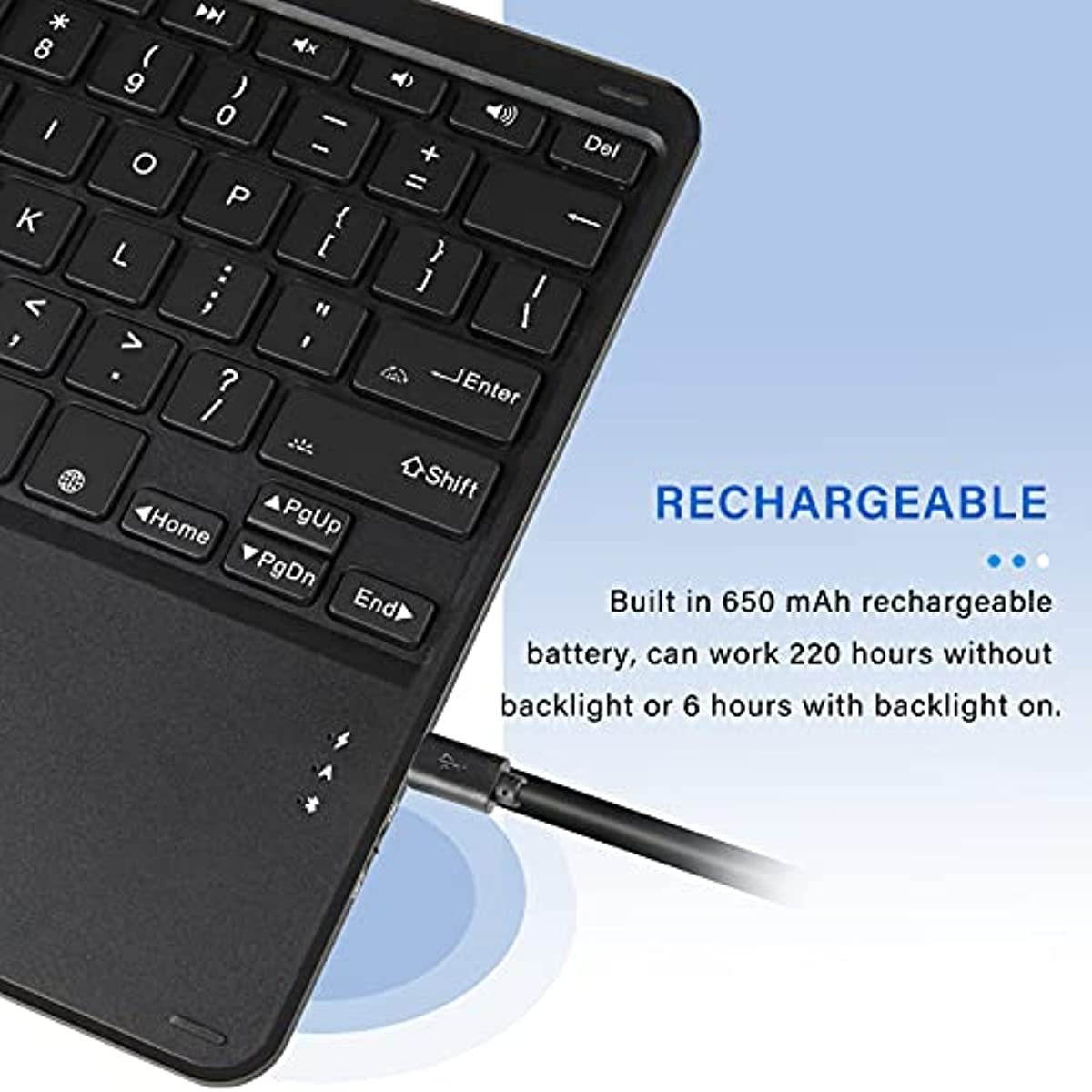 Jelly Comb Backlit Bluetooth Keyboard Case with Trackpad for Samsung Galaxy S7 Plus 12.4" 2020 (SM-T970/T975/T976), Wireless Detachable Keyboard with Mouse pad & Protective Cover & S Pen Holder, Black