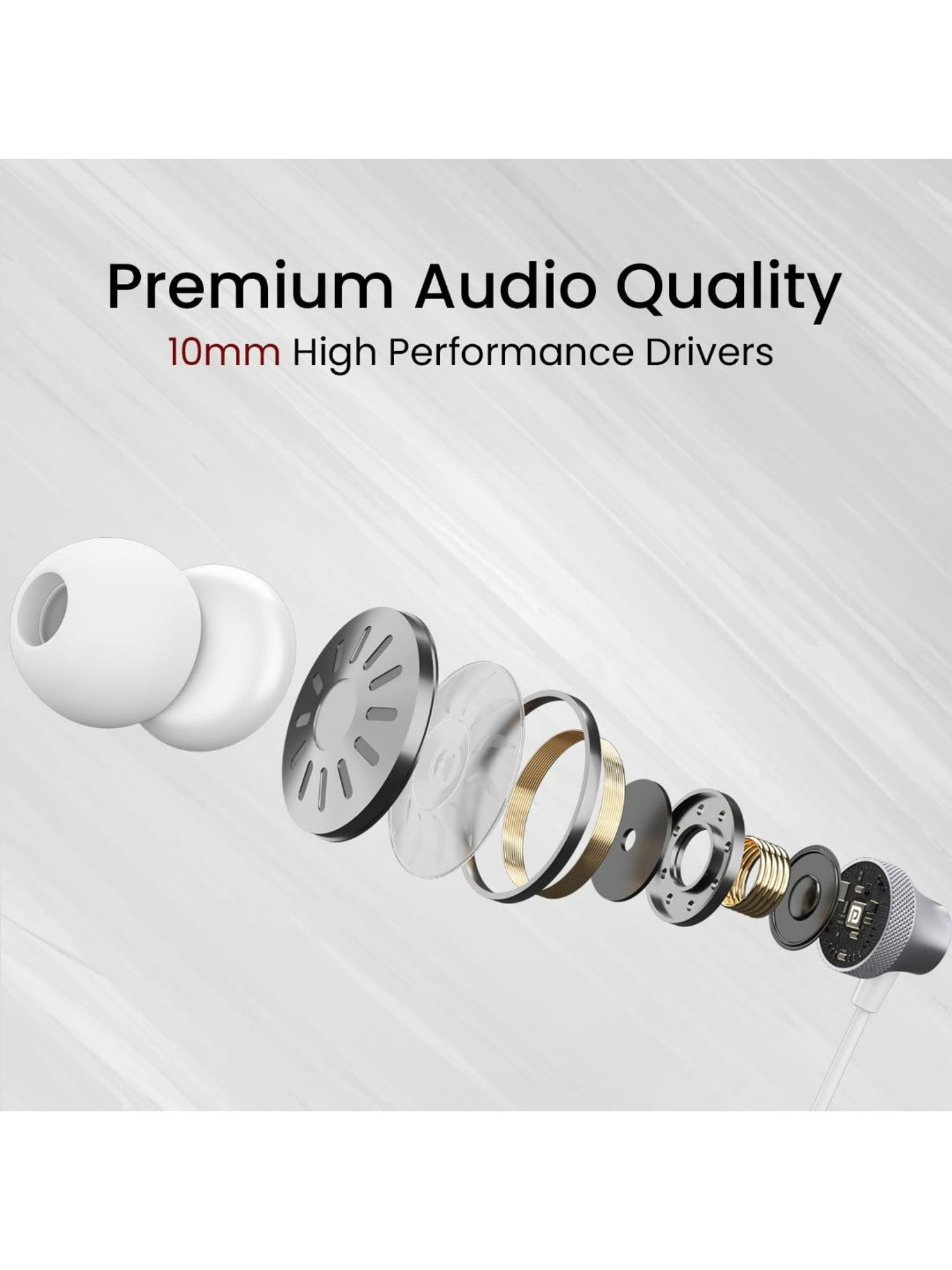 Portronics Conch Beat C in Ear Wired Earphones with Mic, Type C Audio Jack, 10mm Driver (Silver)