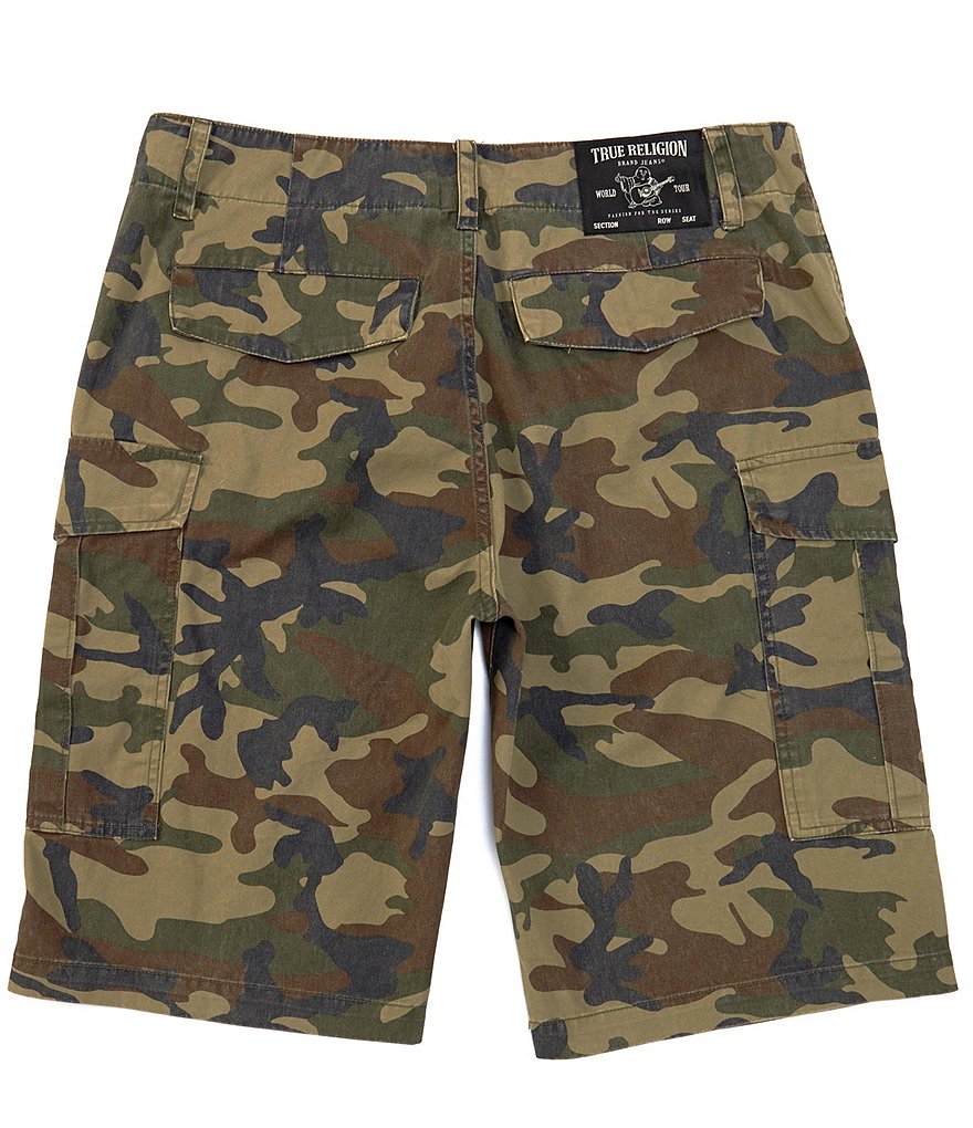 True Religion Twill Camo Print 13#double; Inseam Cargo Shorts