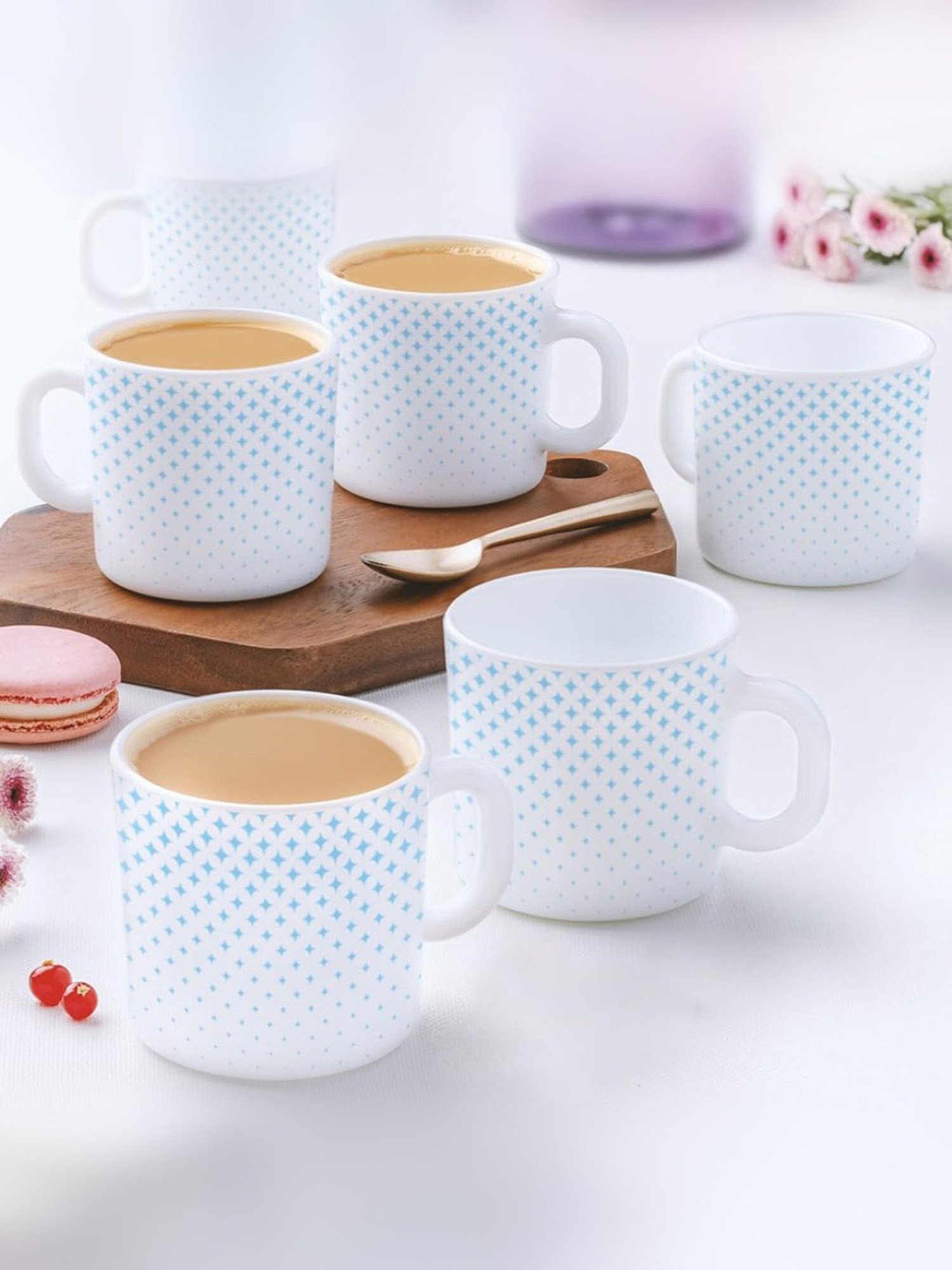 Larah by Borosil White Ceramic Tea & Coffee Mug - Set fo 6 180ml