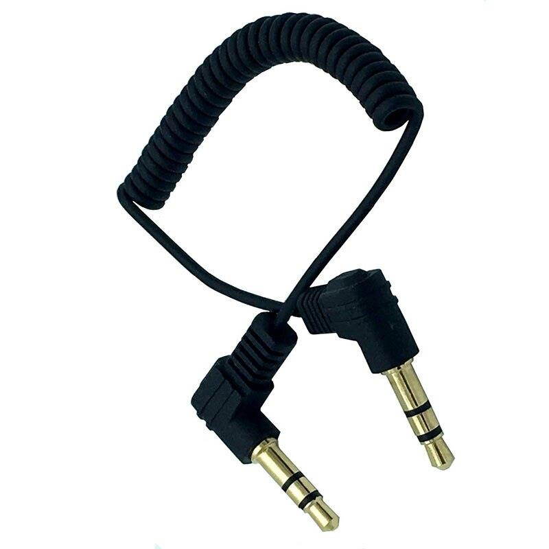 0.6m 1/8" Stereo 3.5mmmale to MaleM/M90 Degree Plug  Audio Coiled Spiral Connect Cable Cord