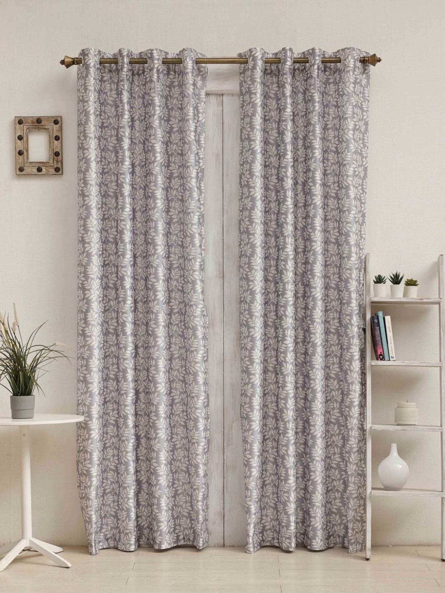 Ariana Breeze Grey Polyester 5ft Window Eyelet Curtain - Set of 2