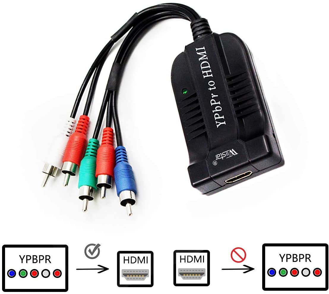 Wiistar Component YPbPr to HDMI Converter Adapter 5RCA Component RGB YPbPr Video +R/L Audio to HDMI Converter Supports 1080P for HDTV Monitor Projector