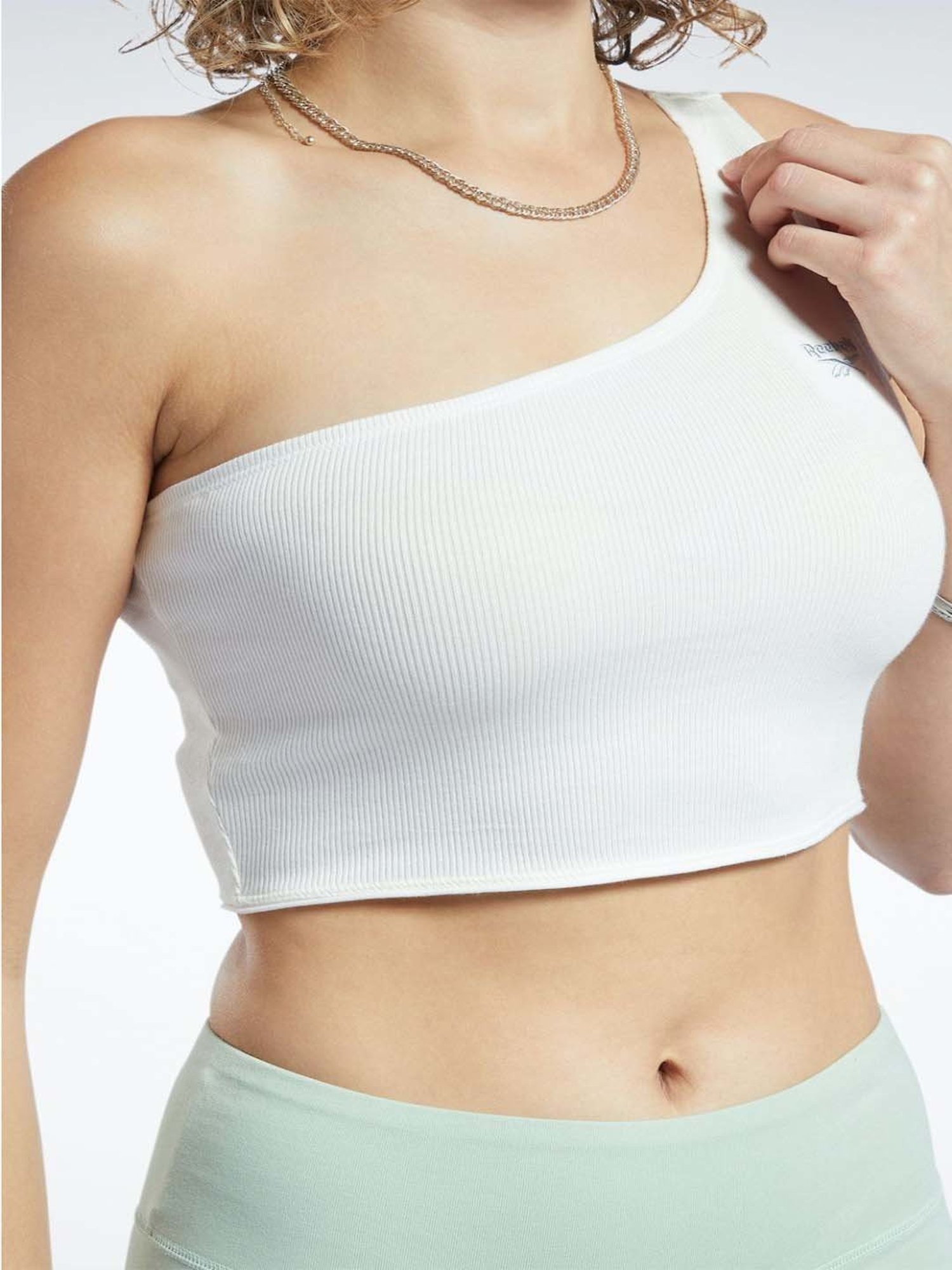 Reebok White Cotton Crop Tank Top